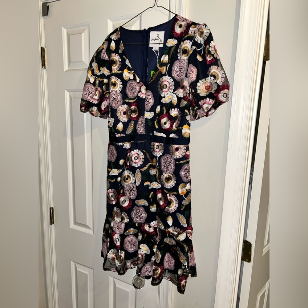Sam Edelman Embroidered Floral V-Neck Dress Sz 8
